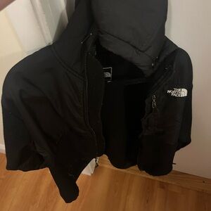 Ladies north face XL fleece with nylon hood